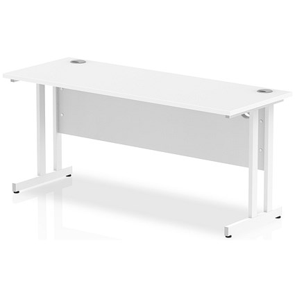 Impulse 1600mm Slim Rectangular Desk, White Cantilever Leg, White Impulse 1600mm Slim Rectangular Desk, White Cantilever Leg, White