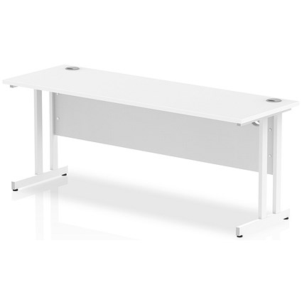 Impulse 1800mm Slim Rectangular Desk, White Cantilever Leg, White
