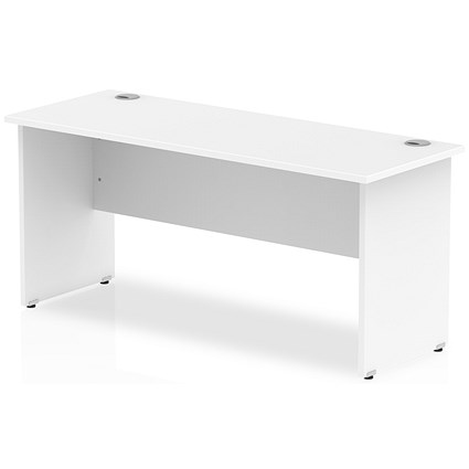 Impulse 1600mm Slim Rectangular Desk, Panel End Leg, White