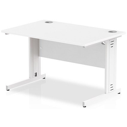 Impulse 1200mm Rectangular Desk, White Cable Managed Leg, White