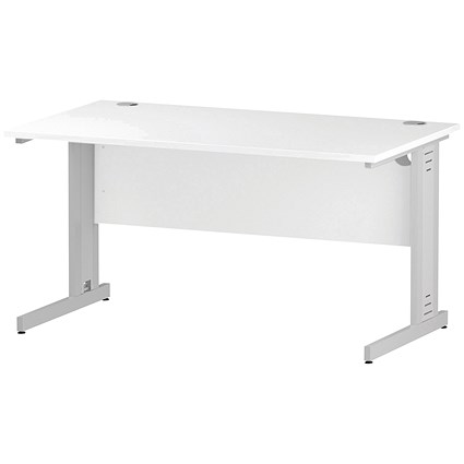 Impulse 1400mm Rectangular Desk, White Cable Managed Leg, White