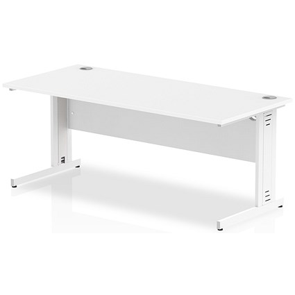 Impulse 1800mm Rectangular Desk, White Cable Managed Leg, White Impulse 1800mm Rectangular Desk, White Cable Managed Leg, White