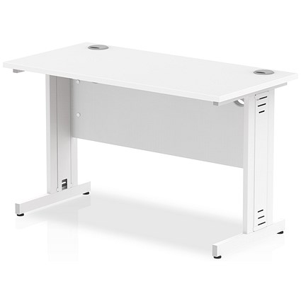 Impulse 1200mm Slim Rectangular Desk, White Cable Managed Leg, White