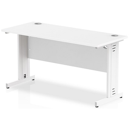 Impulse 1400mm Slim Rectangular Desk, White Cable Managed Leg, White