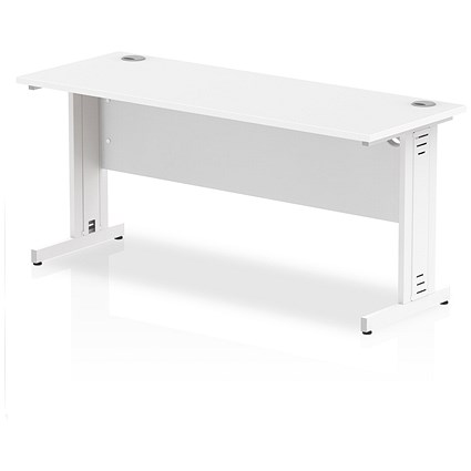 Impulse 1600mm Slim Rectangular Desk, White Cable Managed Leg, White