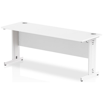 Impulse 1800mm Slim Rectangular Desk, White Cable Managed Leg, White