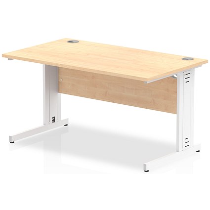 Impulse 1400mm Rectangular Desk, White Cable Managed Leg, Maple Impulse 1400mm Rectangular Desk, White Cable Managed Leg, Maple
