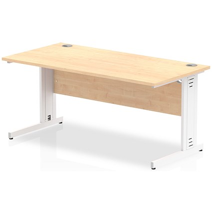 Impulse 1600mm Rectangular Desk, White Cable Managed Leg, Maple