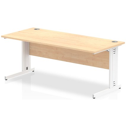 Impulse 1800mm Rectangular Desk, White Cable Managed Leg, Maple