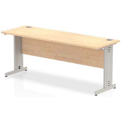 Impulse 1800mm Slim Rectangular Desk, Silver Cable Managed Leg, Maple