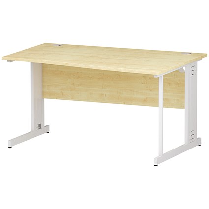 Impulse Plus 1400mm Wave Desk, Right Hand, Cable Managed White Legs, Maple