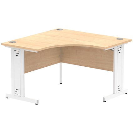 Impulse 1200mm Corner Desk, White Cable Managed Leg, Maple