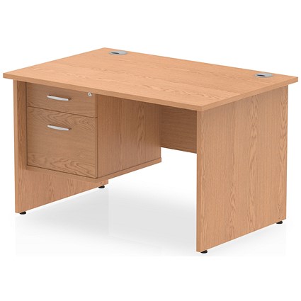 Impulse 1200mm Rectangular Desk With 2 Drawer Fixed Pedestal, Panel End Leg, Maple