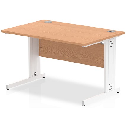 Impulse 1200mm Rectangular Desk, White Cable Managed Leg, Oak Impulse 1200mm Rectangular Desk, White Cable Managed Leg, Oak