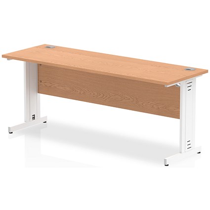 Impulse 1800mm Slim Rectangular Desk, White Cable Managed Leg, Oak Impulse 1800mm Slim Rectangular Desk, White Cable Managed Leg, Oak