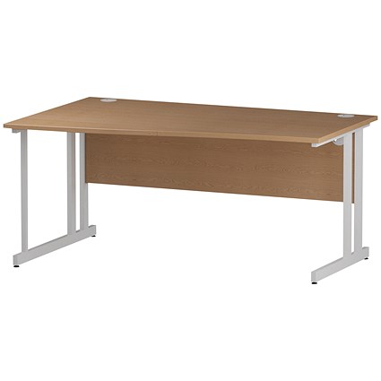 Impulse 1600mm Wave Desk, Left Hand, White Legs, Oak