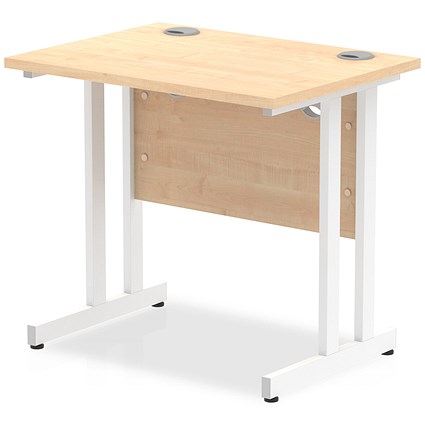 Impulse 800mm Slim Rectangular Desk, White Cantilever Leg, Maple Impulse 800mm Slim Rectangular Desk, White Cantilever Leg, Maple