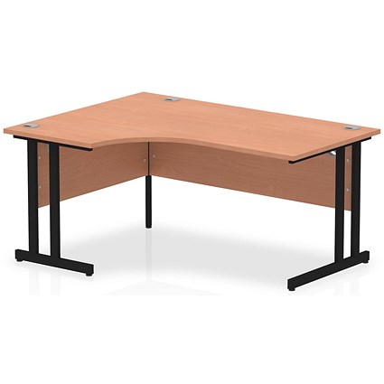 Impulse 1600mm Corner Desk, Left Hand, Black Cantilever Leg, Beech