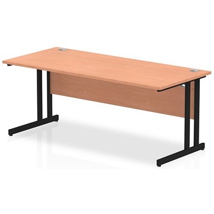 Impulse 1800mm Rectangular Desk, Black Cantilever Leg, Beech