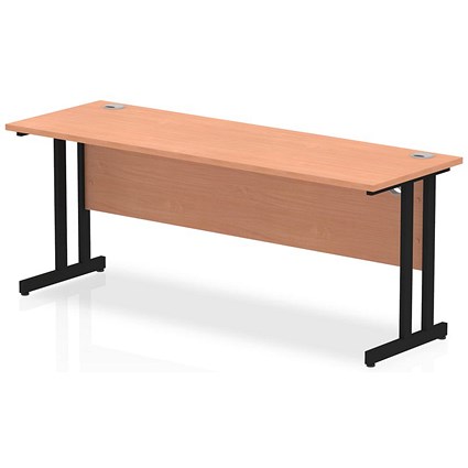 Impulse 1800mm Slim Rectangular Desk, Black Cantilever Leg, Beech