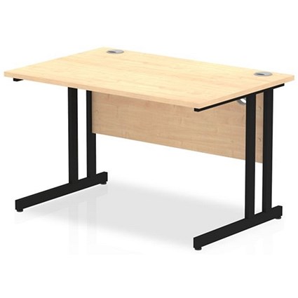 Impulse 1200mm Rectangular Desk, Black Cantilever Leg, Maple