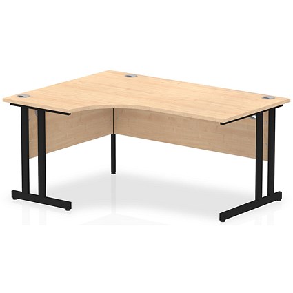 Impulse 1600mm Corner Desk, Left Hand, Black Cantilever Leg, Maple