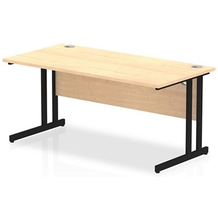 Impulse 1600mm Rectangular Desk, Black Cantilever Leg, Maple