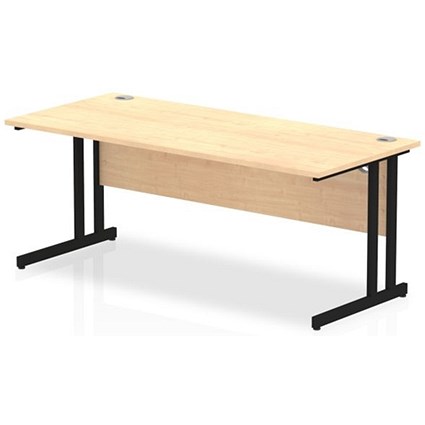 Impulse 1800mm Rectangular Desk, Black Cantilever Leg, Maple