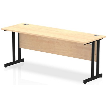 Impulse 1800mm Slim Rectangular Desk, Black Cantilever Leg, Maple