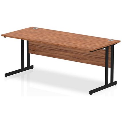 Impulse 1800mm Rectangular Desk, Black Cantilever Leg, Walnut