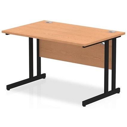 Impulse 1200mm Rectangular Desk, Black Cantilever Leg, Oak