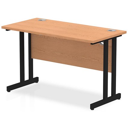 Impulse 1200mm Slim Rectangular Desk, Black Cantilever Leg, Oak Impulse 1200mm Slim Rectangular Desk, Black Cantilever Leg, Oak