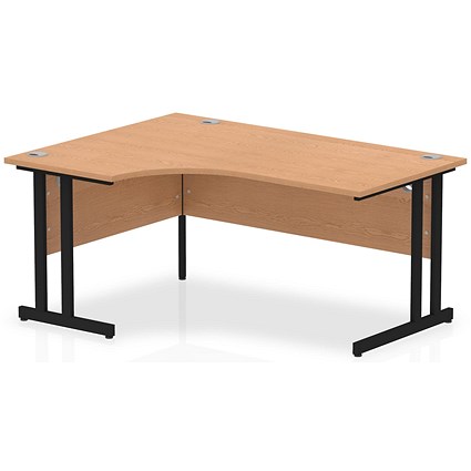 Impulse 1600mm Corner Desk, Left Hand, Black Cantilever Leg, Oak
