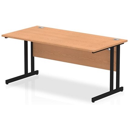 Impulse 1600mm Rectangular Desk, Black Cantilever Leg, Oak