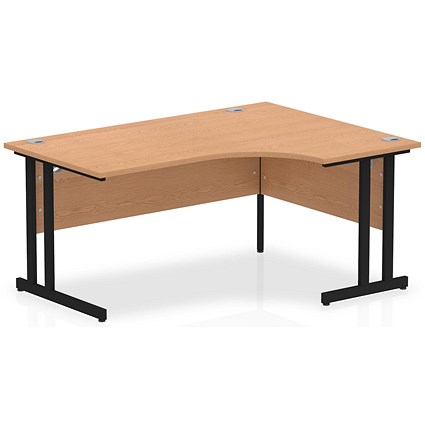 Impulse 1600mm Corner Desk, Right Hand, Black Cantilever Leg, Oak