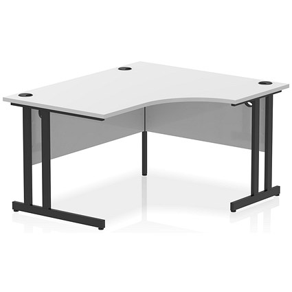 Impulse 1400mm Corner Desk, Right Hand, Black Cantilever Leg, White Impulse 1400mm Corner Desk, Right Hand, Black Cantilever Leg, White