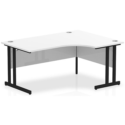 Impulse 1600mm Corner Desk, Right Hand, Black Cantilever Leg, White