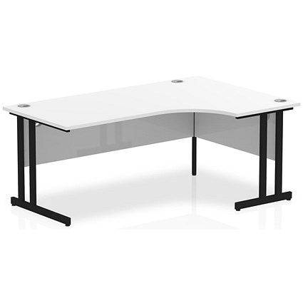 Impulse 1800mm Corner Desk, Right Hand, Black Cantilever Leg, White