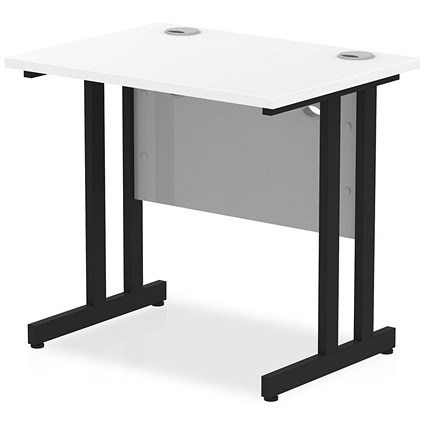Impulse 800mm Slim Rectangular Desk, Black Cantilever Leg, White Impulse 800mm Slim Rectangular Desk, Black Cantilever Leg, White