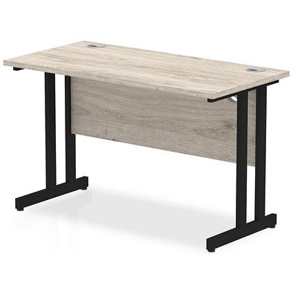 Impulse 1200mm Slim Rectangular Desk, Black Cantilever Leg, Grey Oak
