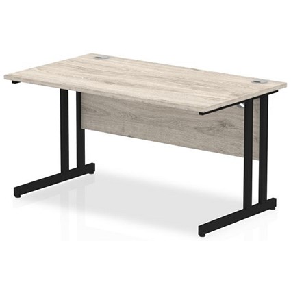 Impulse 1400mm Rectangular Desk, Black Cantilever Leg, Grey Oak