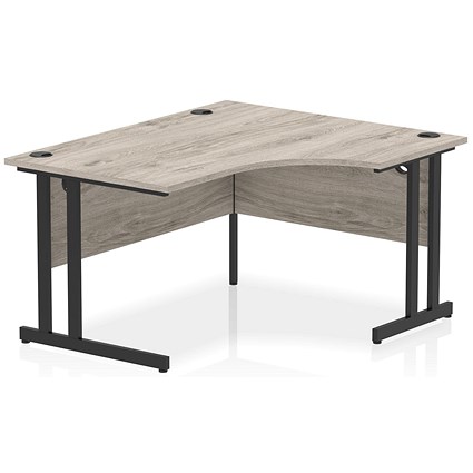 Impulse 1400mm Corner Desk, Right Hand, Black Cantilever Leg, Grey Oak Impulse 1400mm Corner Desk, Right Hand, Black Cantilever Leg, Grey Oak