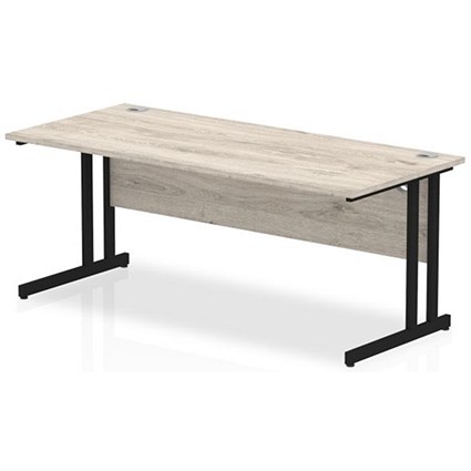 Impulse 1800mm Rectangular Desk, Black Cantilever Leg, Grey Oak Impulse 1800mm Rectangular Desk, Black Cantilever Leg, Grey Oak