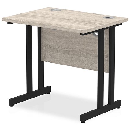 Impulse 800mm Slim Rectangular Desk, Black Cantilever Leg, Grey Oak Impulse 800mm Slim Rectangular Desk, Black Cantilever Leg, Grey Oak