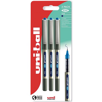 Uni-Ball Eye UB-157 Rollerball Pen Fine Blue (Pack of 3)
