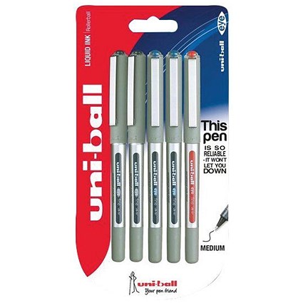 Uni-Ball UB-157 Eye Rollerball Pen Medium Assorted (Pack of 5) 152544319