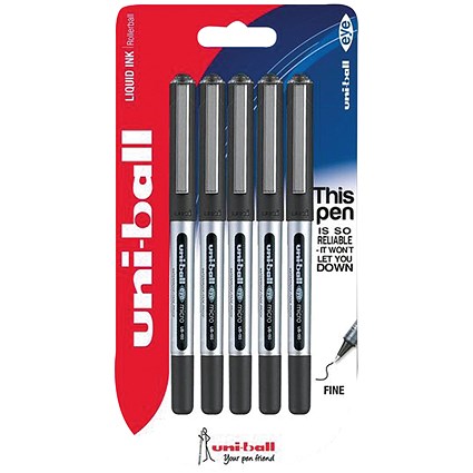 Uni-Ball UB-150 Eye Rollerball Pen Fine Black (5 Pack)