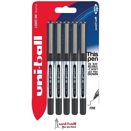 Uni-Ball UB-150 Eye Rollerball Pen Fine Black (Pack of 5)