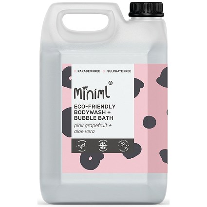 Miniml Bodywash Bubble Bath, Pink Grapefruit Aloe Vera, 5 Litres
