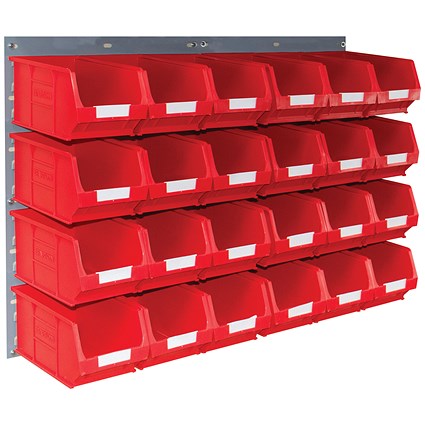 Barton Wall Mounted Bin Kit 2 Panels 24 Red Containers 010206R